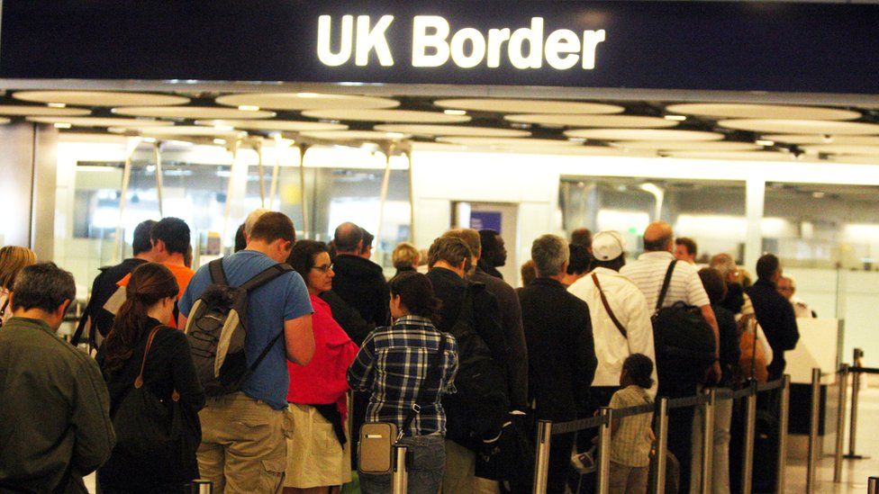 People queueing at the UK border