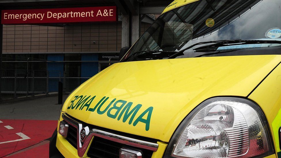 An ambulance outside an A&E department