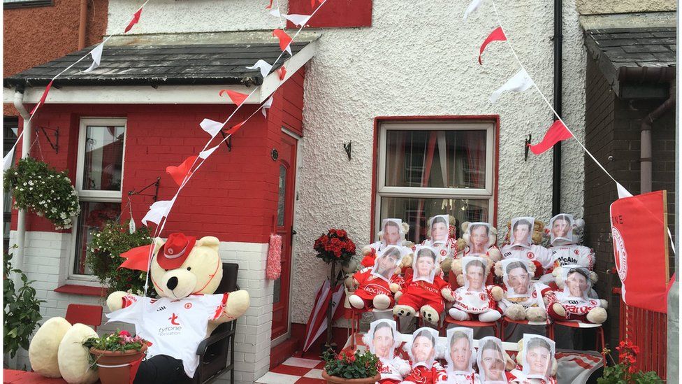 A house decorated in Tyrone colours
