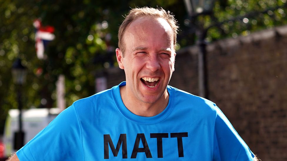 Matt Hancock after finishing the Virgin Money London Marathon.