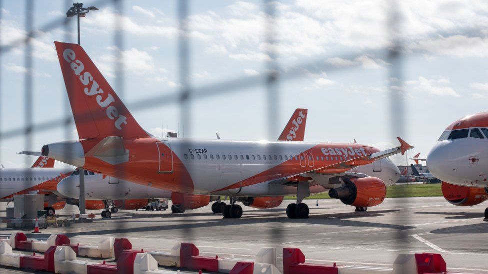 EasyJet planes at Southend in April