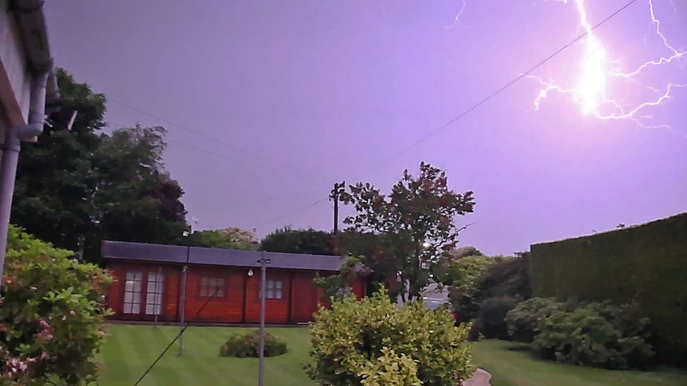 Lightning above a garden in Aberdeen