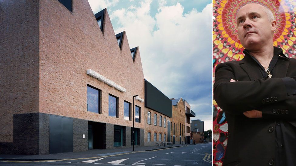 Newport Street Gallery exterior and Damien Hirst