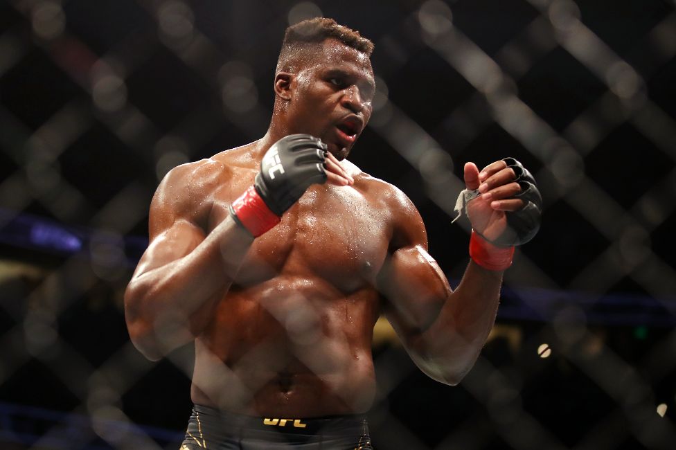 Cameroonian mixed martial arts fighter Francis Ngannou with his fights at the ready in Anaheim, California - Saturday 22 January 2022