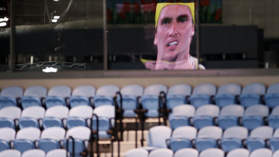 An empty spectator stand at an Australian Open match