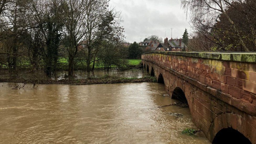 River levels are high at Stoneleigh