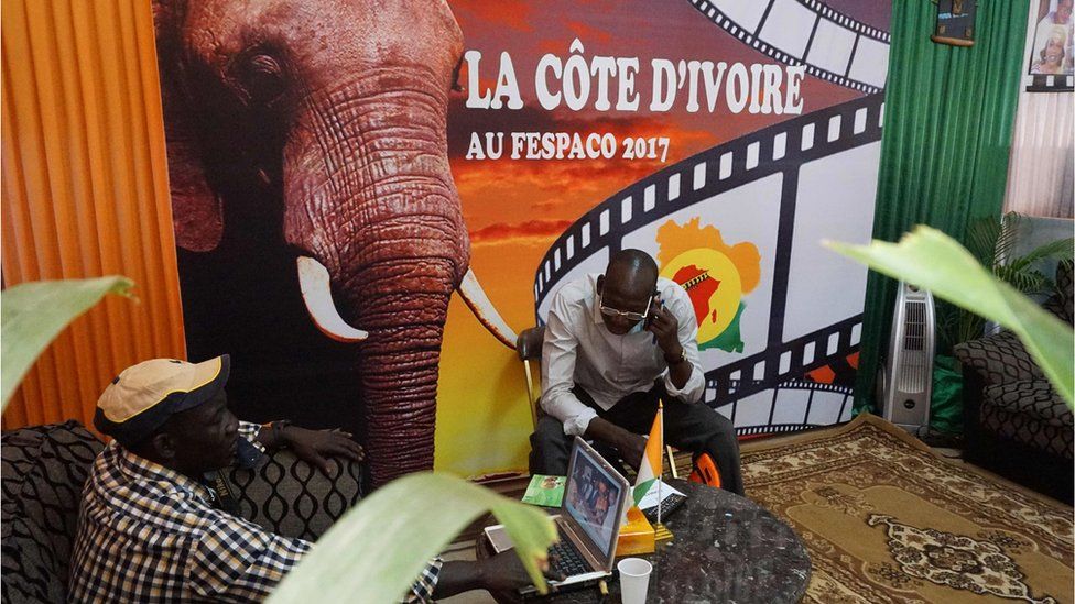 One of Ivory Coast official stands at the Fespaco in Burkina Faso.