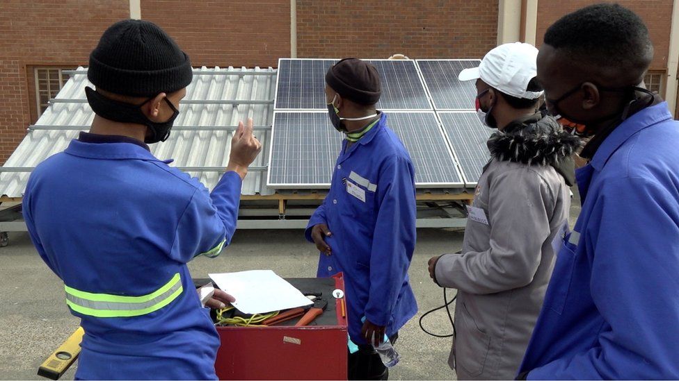Trainees at the Solar Green Academy in South Africa