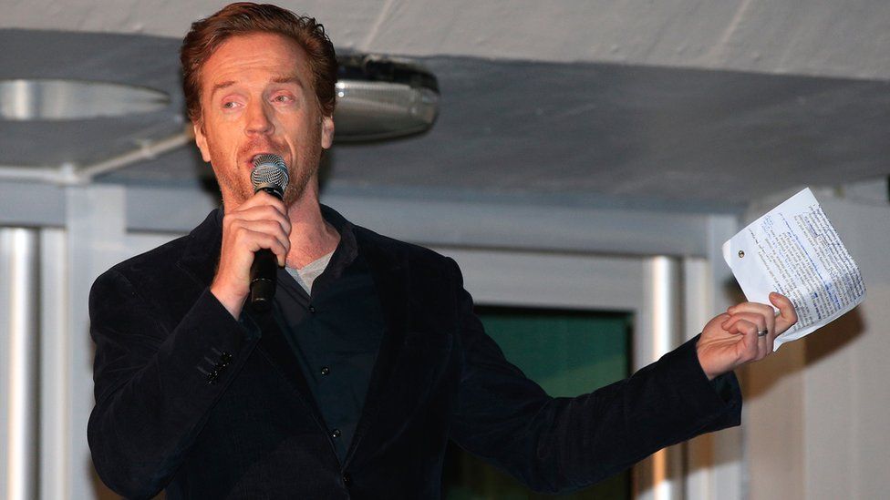 Damian Lewis speaking at the 50th anniversary of the Acland Burghley School