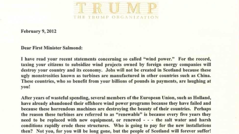 Donald Trump Letters To Alex Salmond Published Bbc News Donald Trump Letters To Alex Salmond Published Bbc News