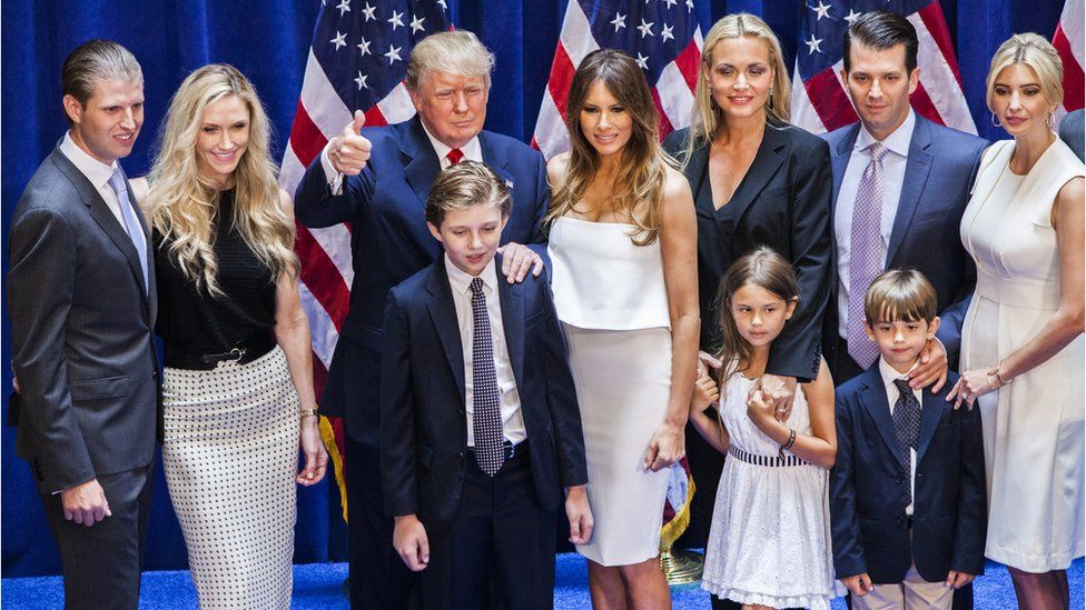Trump with his wife Melania and children at his campaign announcement