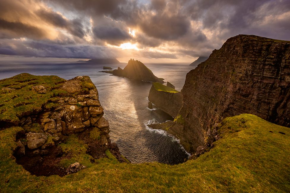 A view of cliffs on the Faroe Islands