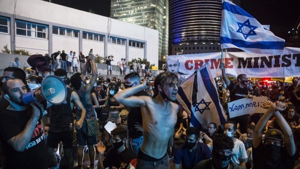 Coronavirus Thousands protest in Israel over handling of economy BBC