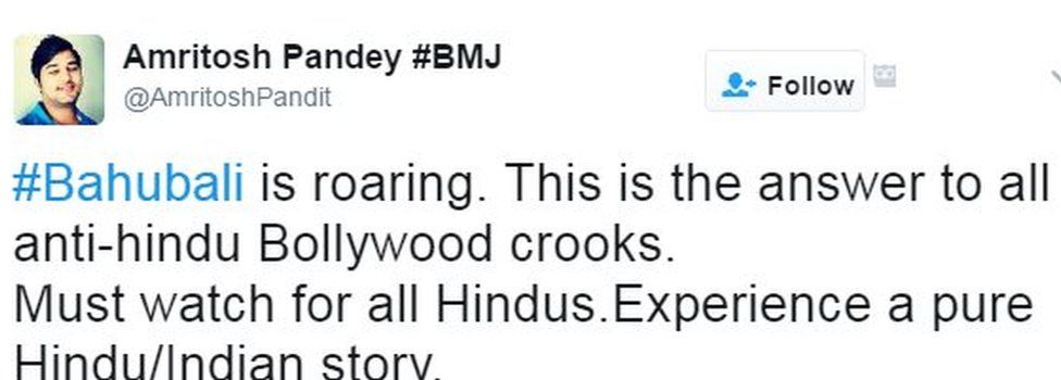 #Bahubali is roaring. This is the answer to all anti-hindu Bollywood crooks.