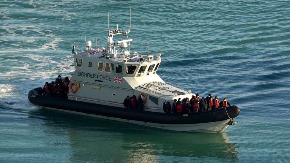 A grey Border Force vessel