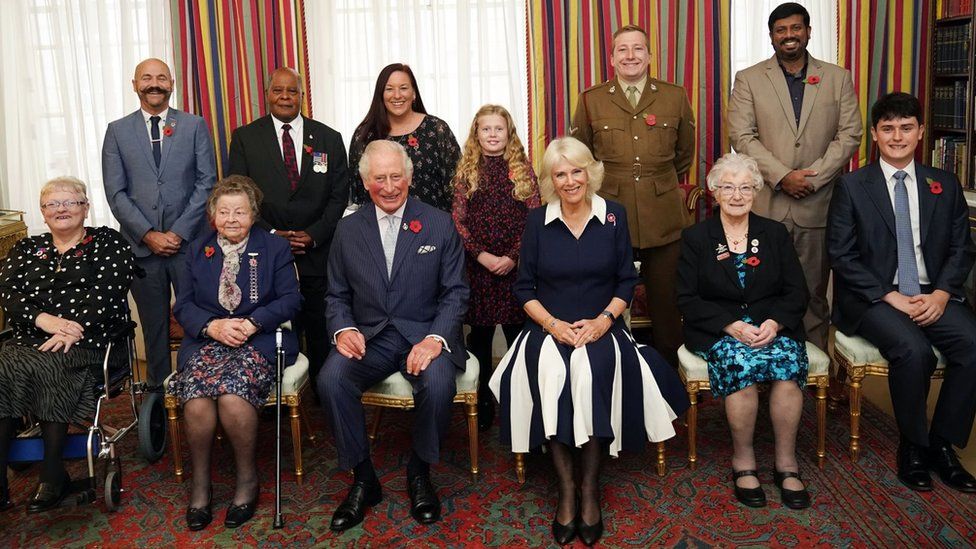 Jill Gladwell, second from left next to Prince of Wales at the National Poppy Appeal launch in London