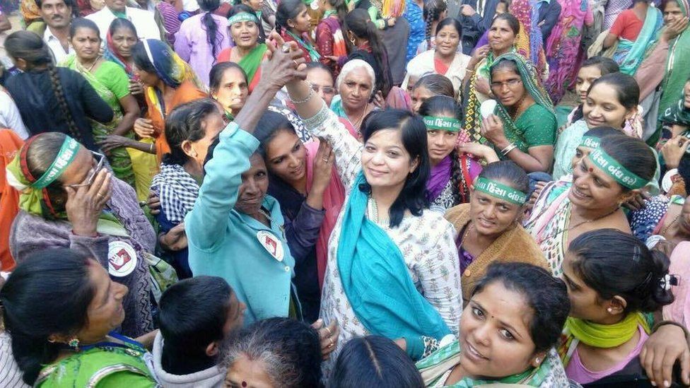 Manjula Pradeep at a rally in Gujaratin 2015