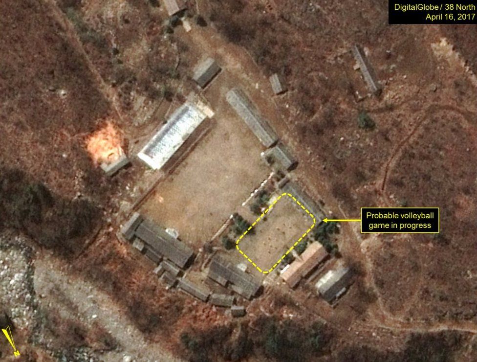 Satellite image appears to show volleyball game in progress at North Korea's nuclear site