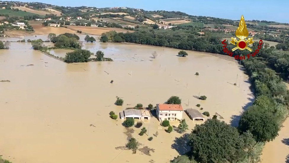 Image shows flooded plain