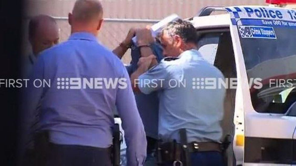 The man after his arrest in rural New South Wales