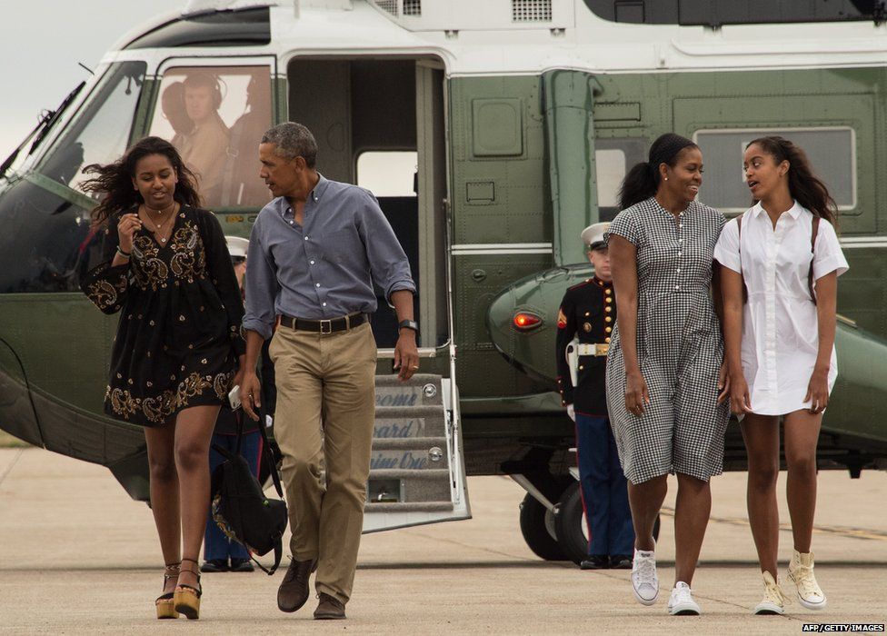 Malia, Barack, Michelle and Sasha Obama