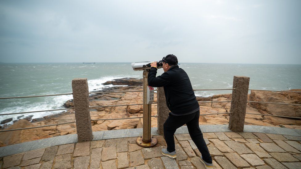 Man looks towards Taiwan