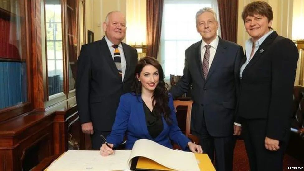Emma Little-Pengelly, second from left, being appointed as an MLA in 2015