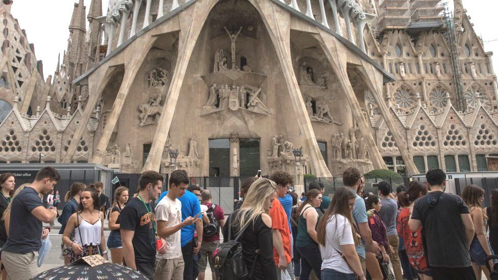 Tourists in Barcelona