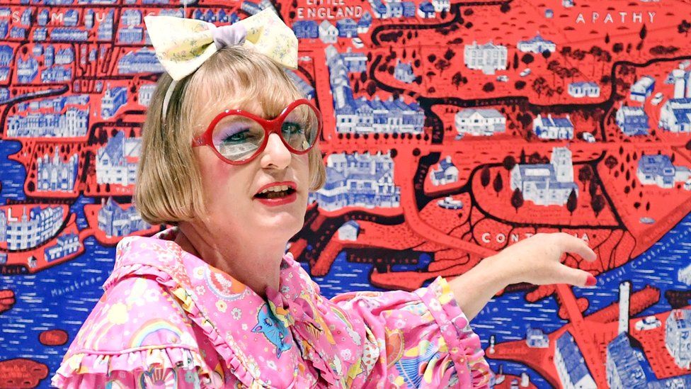 Grayson Perry attends the opening of the exhibition "Grayson Perry. Fitting In And Standing Out" at The National Museum on November 8, 2022 in Oslo, Norway