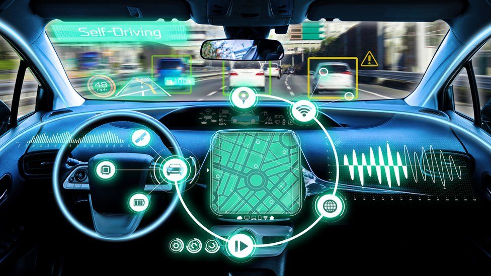 Driverless connected car graphic