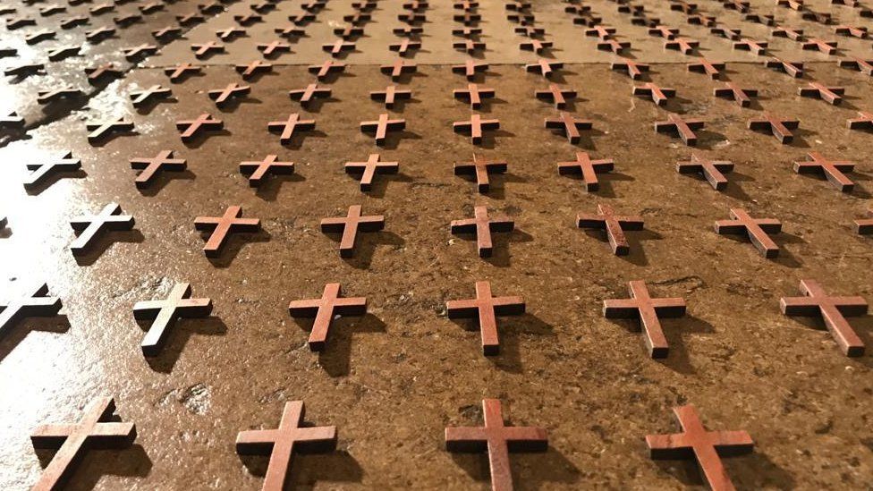 Memorial of crosses at Norwich Cathedral