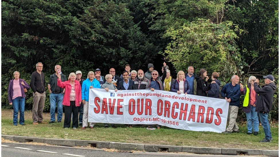 Protestors against the development of 1,250 homes off Pump Lane, Rainham in September 2019.