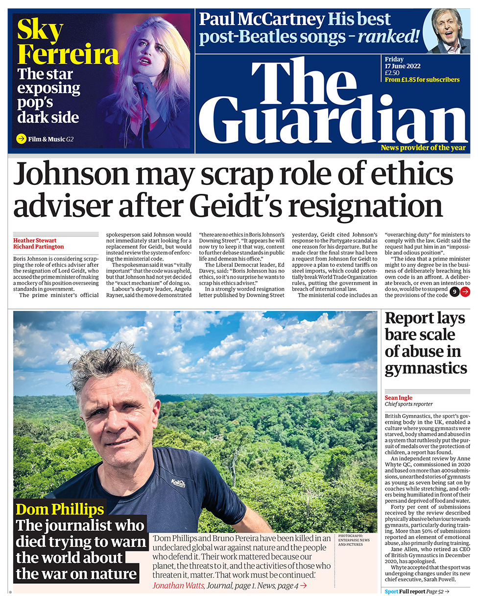 Guardian front page