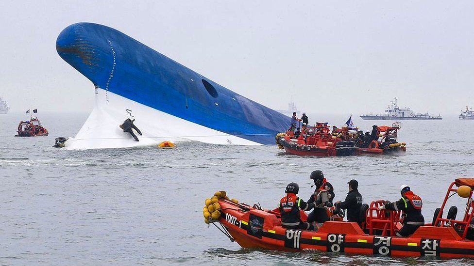 The sinking Sewol in 2014