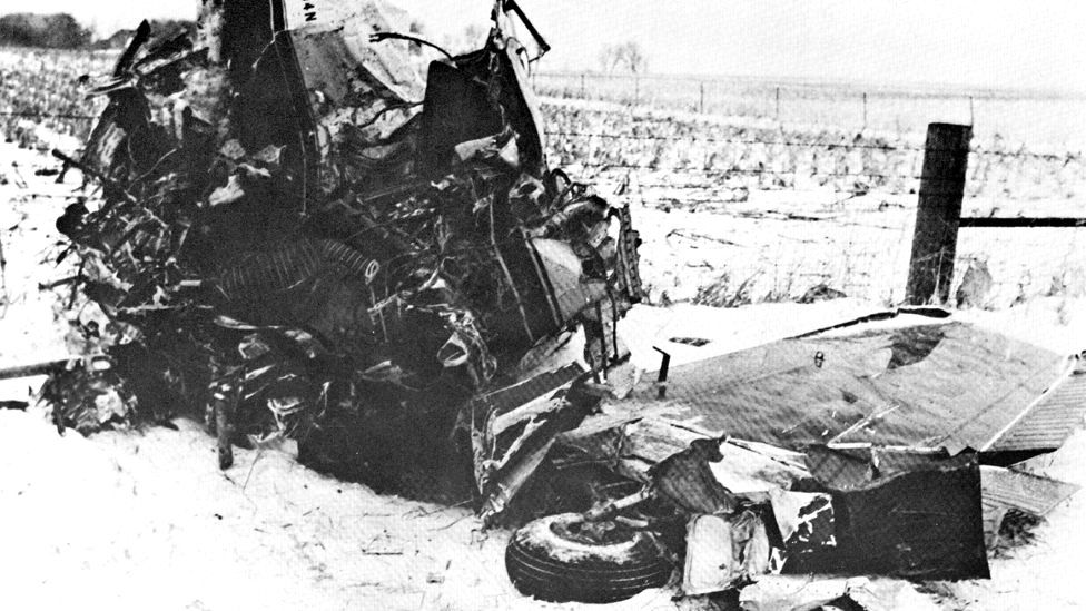 Wreckage of Buddy Holly's plane in Iowa, 1959