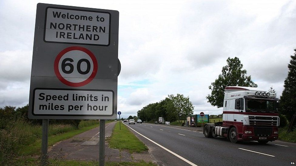 Vehicles cross border between Northern Ireland and the Republic of Ireland