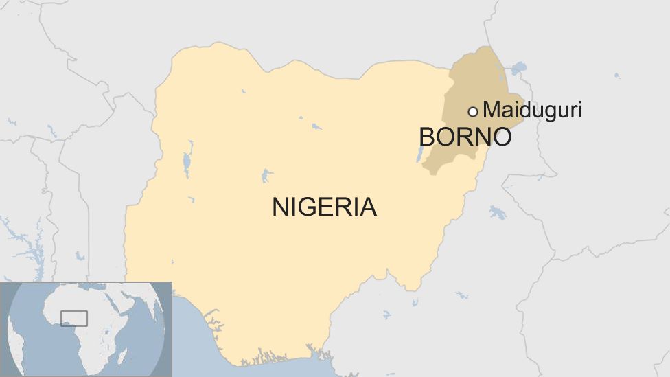 A map showing Maiduguri