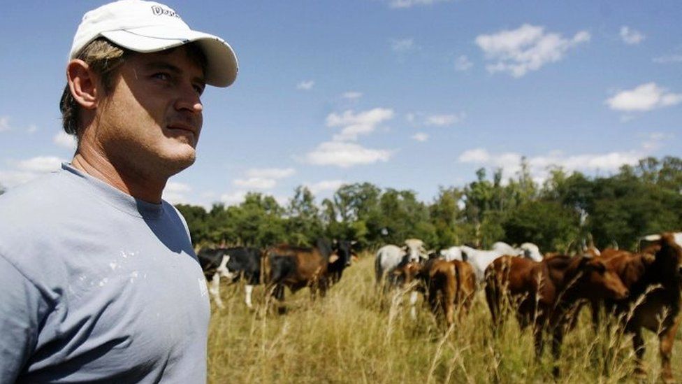 Zimbabwean farmer Brian Bronkhoust on the farm which was seized by armed youths in Chegutu 120km south west of Harare (17 April 2009)
