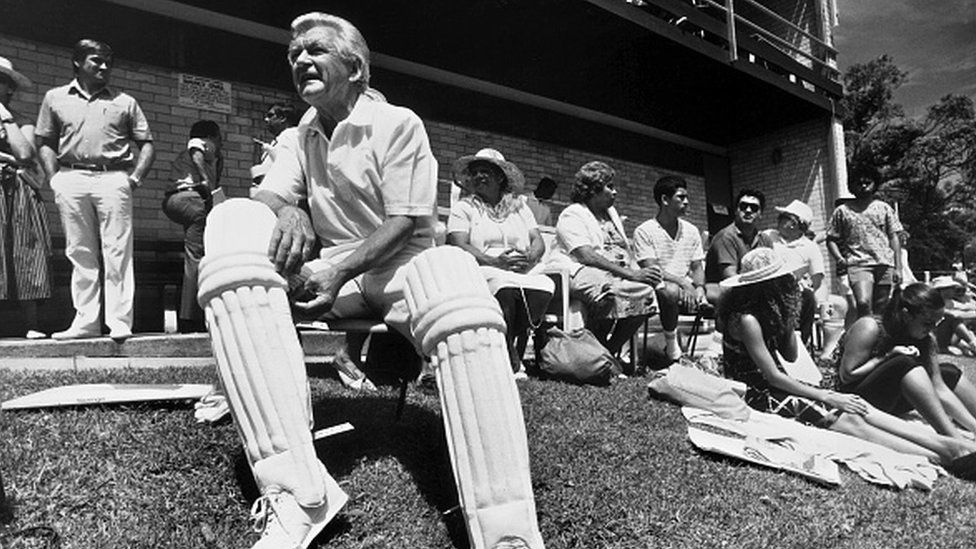 Bob Hawke at a cricket game