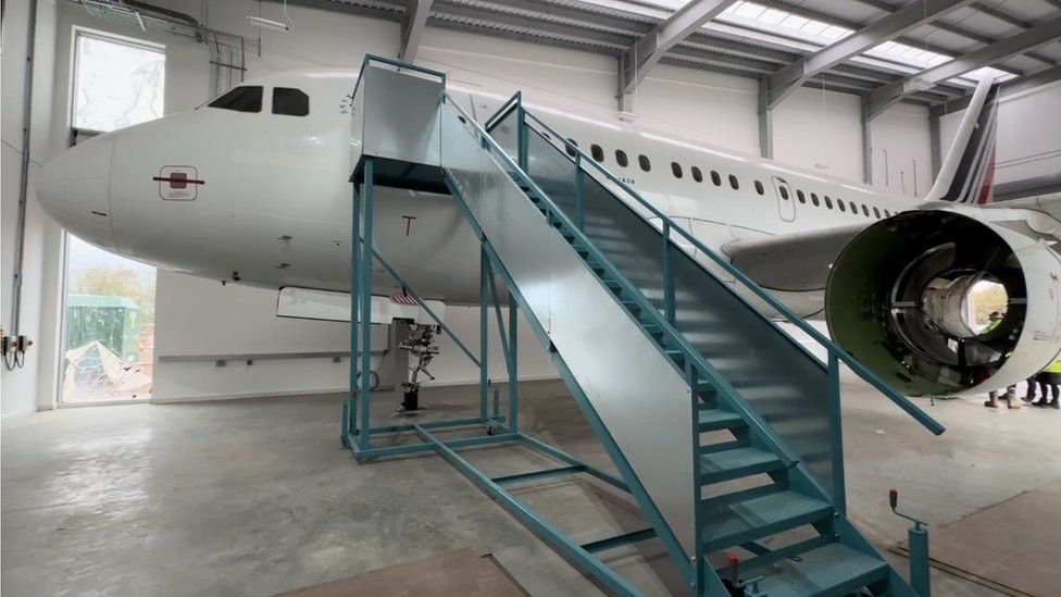 The Airbus 318 at the Air ands Space Institute in Newark, Nottinghamshire