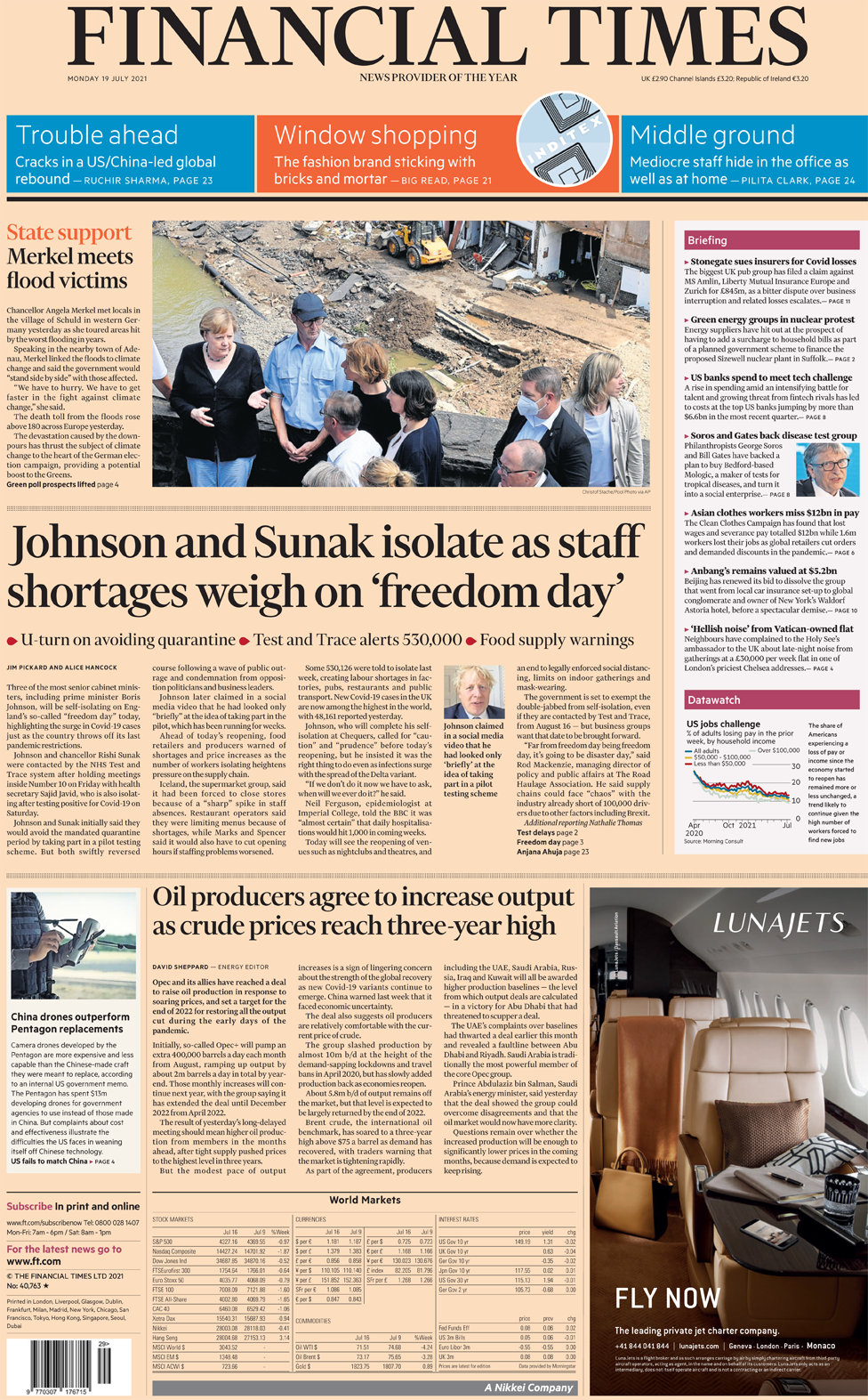The Financial Times front page 19 July 2021
