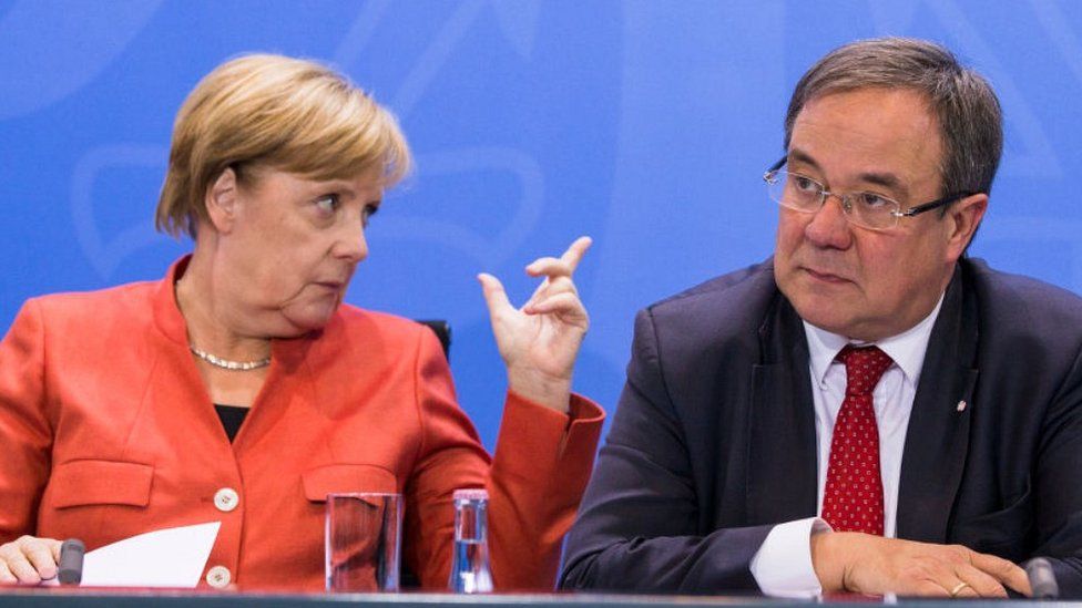 Chancellor Merkel and CDU's Armin Laschet in Berlin, 4 Sep 17