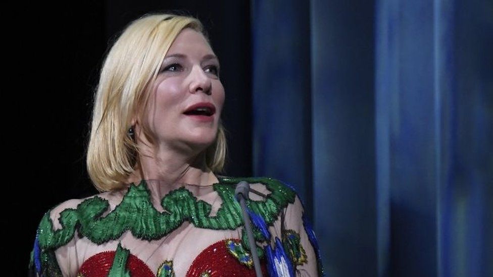 Cate Blanchett speaks at the Venice Film Festival. Photo: 12 September 2020