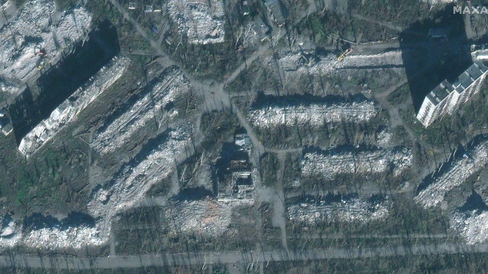 New images show the damaged buildings have been destroyed in anticipation of reconstruction