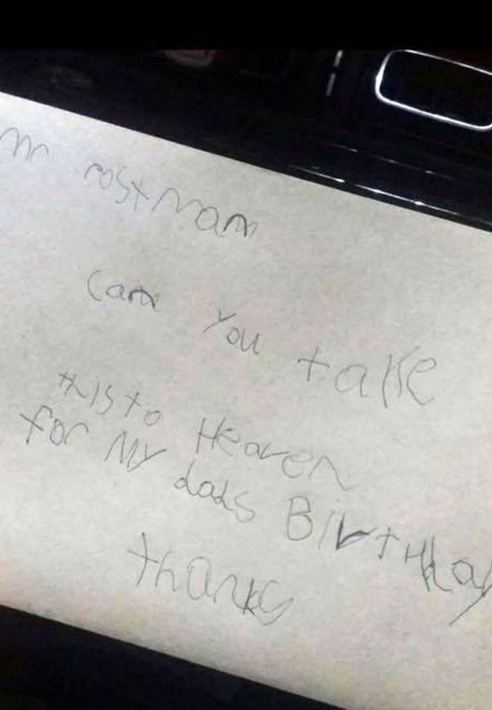 Boy's letter to dad in heaven receives reply from Royal Mail - BBC News