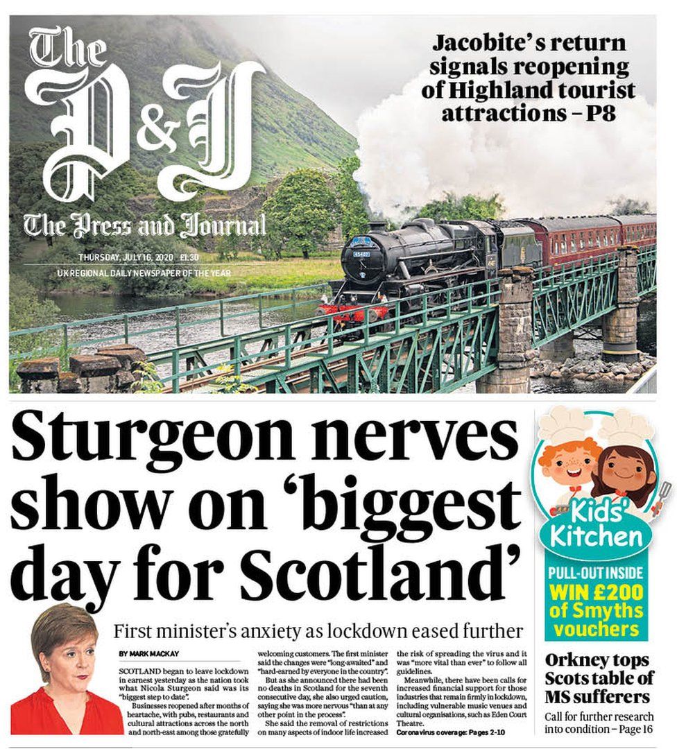 Scotland's papers 'Biggest day for Scotland' as lockdown eased BBC News