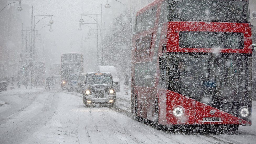 Snow on Oxford Street, London