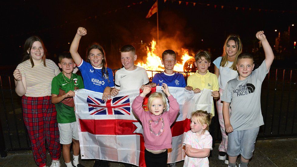 Children at a bonfire in Pitt Park, east Belfast