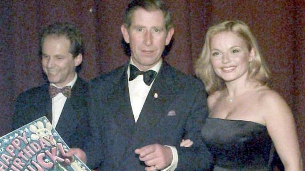 King Charles with former Spice Girl Geri Halliwell after the Princes Trust Comedy Gala at the Lyceum Theatre in 1998 to mark his 50th birthday
