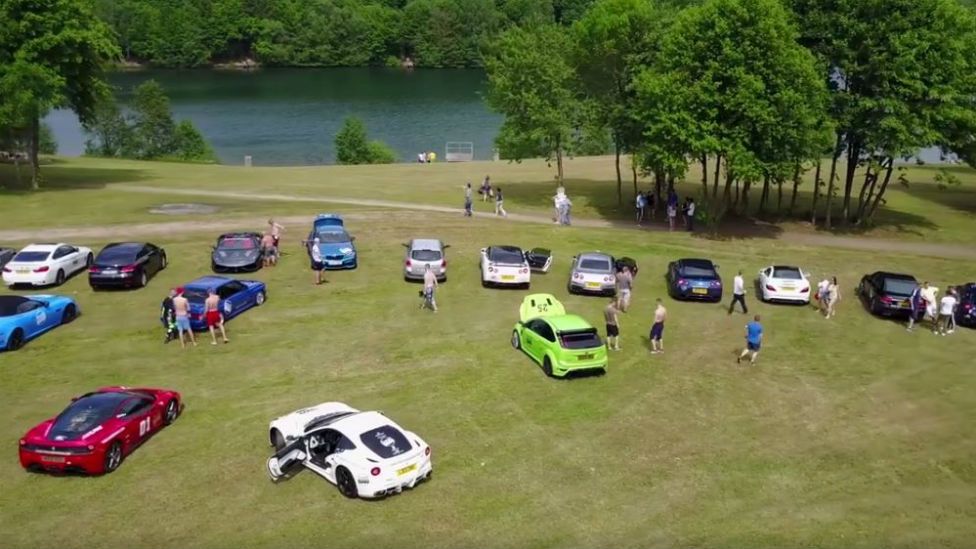 Cars on a lake side break